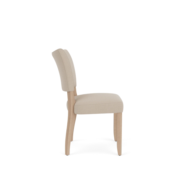 Neptune Furniture_Upholstery_Upholstered dining & bar stools default Renewed Mowbray Chairs, Heavyweight Linen Millet, Vintage Oak Legs