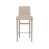 Neptune Furniture_Upholstery_Upholstered dining & bar stools default Renewed Shoreditch High Back Bar Stool, Heavyweight Linen Millet, Vintage Oak