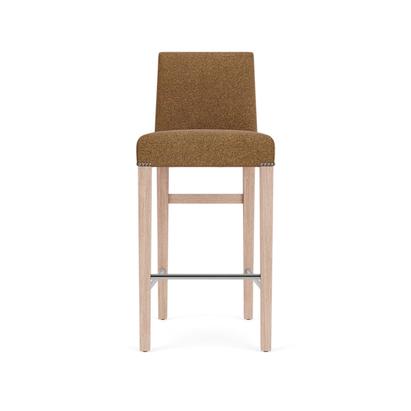 Neptune Furniture_Upholstery_Upholstered dining & bar stools default Renewed Shoreditch High Back Bar Stool, Harris Tweed Marmalade - Pale Oak