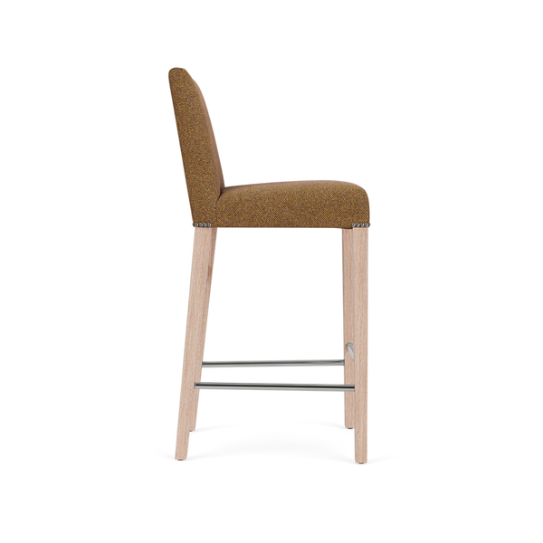 Neptune Furniture_Upholstery_Upholstered dining & bar stools default Renewed Shoreditch High Back Bar Stool, Harris Tweed Marmalade - Pale Oak