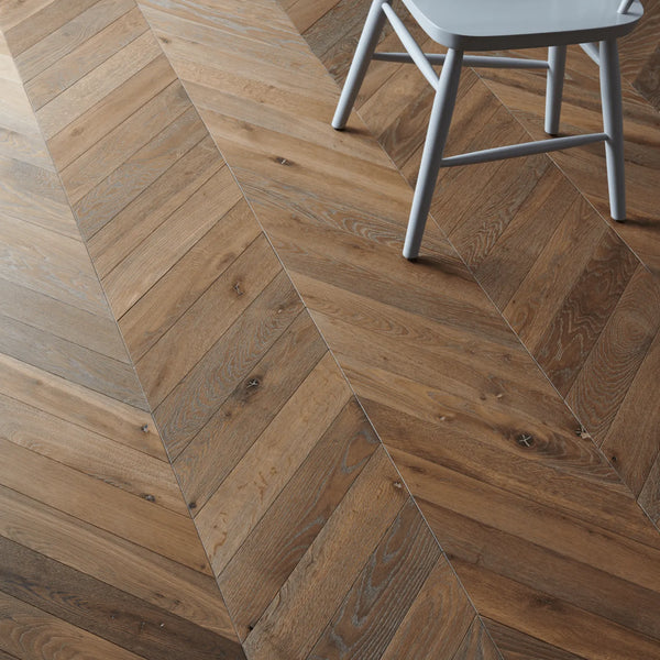 Neptune Decorating_Interior decoration_Flooring & tiles default Savernake Chevron Engineered Oak Flooring 10mm x 90mm, Dark Vintage