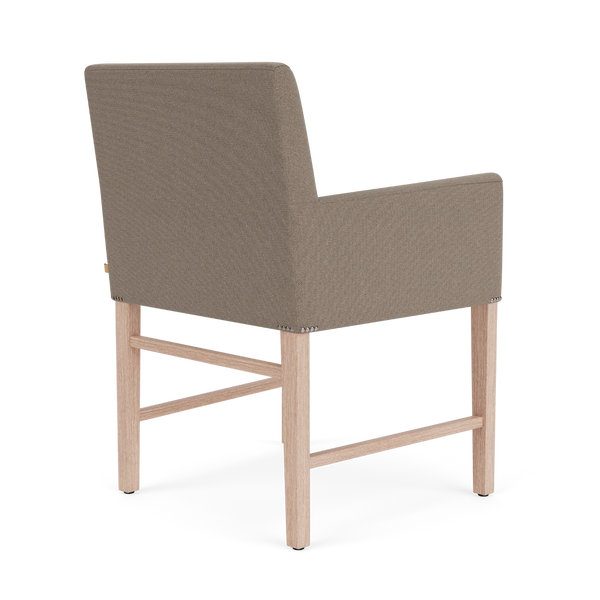 Neptune Furniture_Upholstery_Upholstered dining & bar stools default Shoreditch Carver Chair, Heavyweight Linen in Spelt - Vintage Oak Legs
