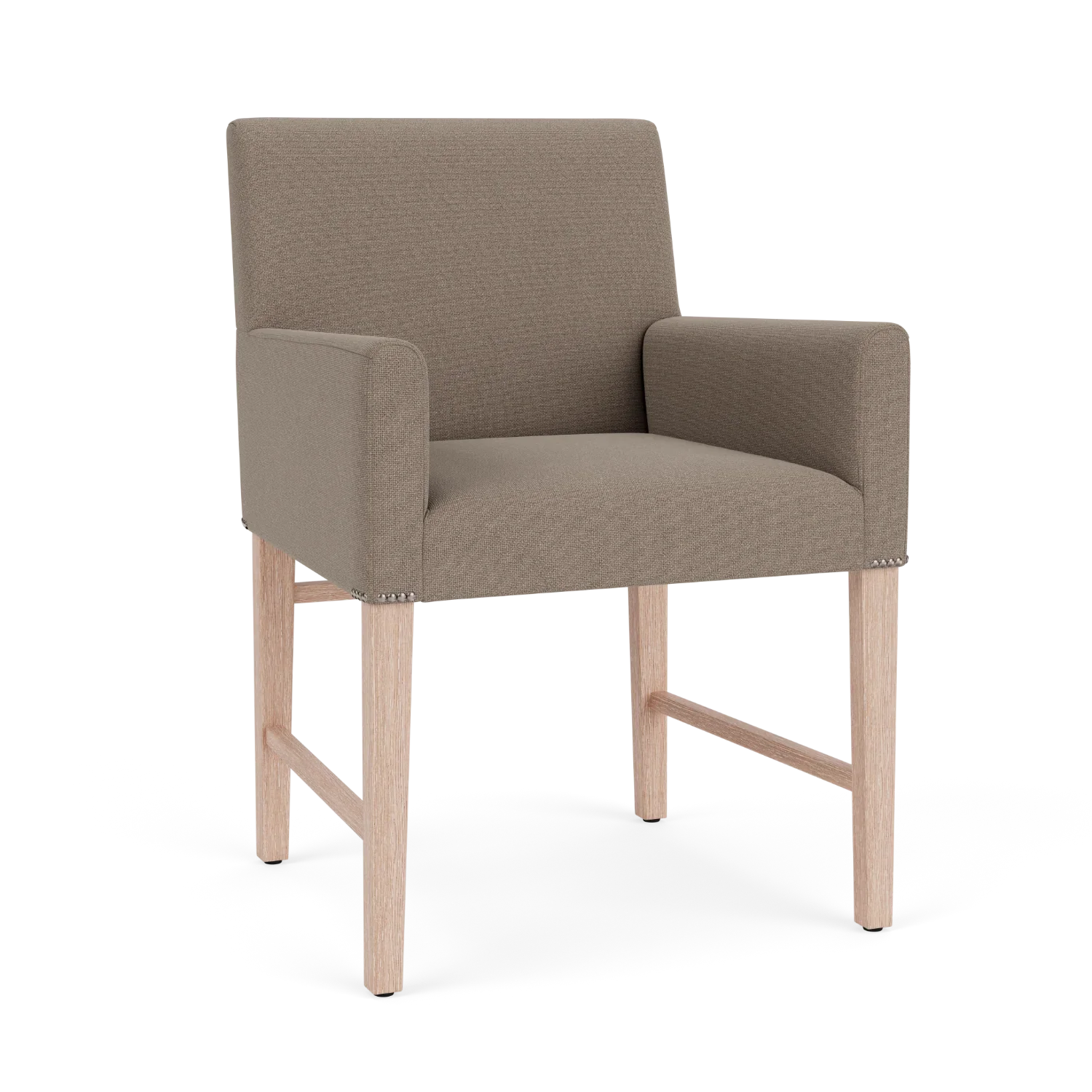 Neptune Furniture_Upholstery_Upholstered dining & bar stools default Shoreditch Carver Chair, Heavyweight Linen in Spelt - Vintage Oak Legs