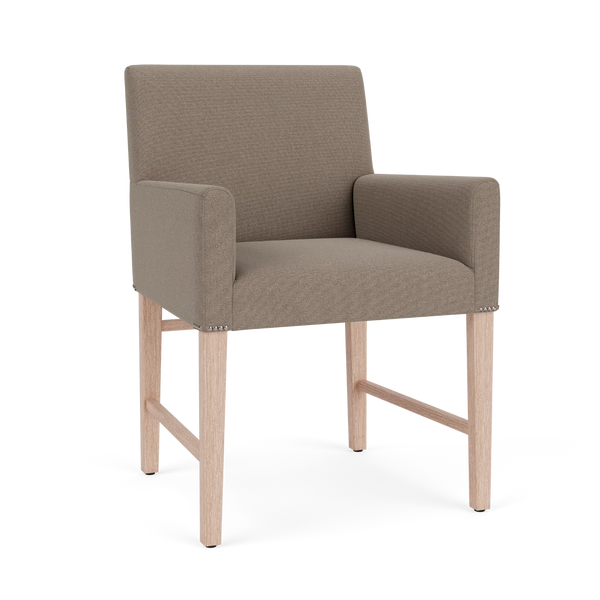 Neptune Furniture_Upholstery_Upholstered dining & bar stools default Shoreditch Carver Chair, Heavyweight Linen in Spelt - Vintage Oak Legs