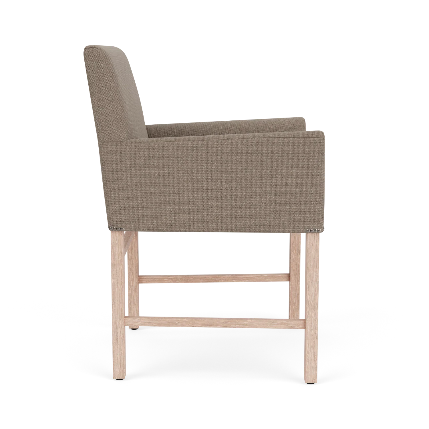 Neptune Furniture_Upholstery_Upholstered dining & bar stools default Shoreditch Carver Chair, Heavyweight Linen in Spelt - Vintage Oak Legs