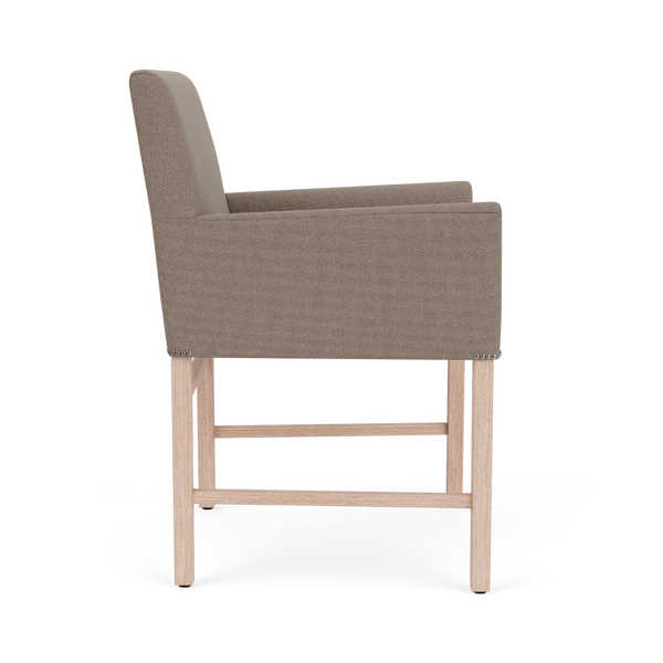 Neptune Furniture_Upholstery_Upholstered dining & bar stools default Shoreditch Carver Chair, Heavyweight Linen in Spelt - Vintage Oak Legs