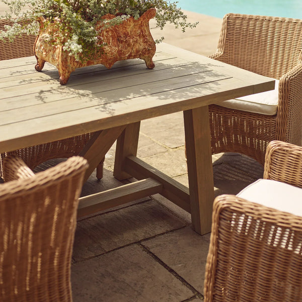 Neptune Seasonal_Garden_Outdoor sofas and relaxed chairs default Stanway 8 Seater Teak Garden Dining Table Set with Carver Chairs, Honey