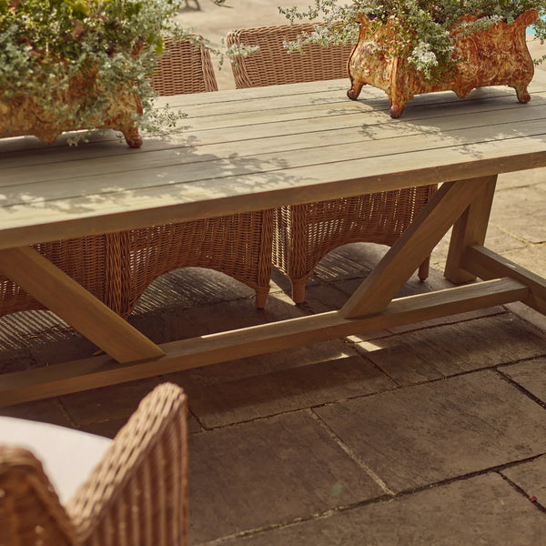 Neptune Seasonal_Garden_Outdoor sofas and relaxed chairs default Stanway 8 Seater Teak Garden Dining Table Set with Carver Chairs, Honey