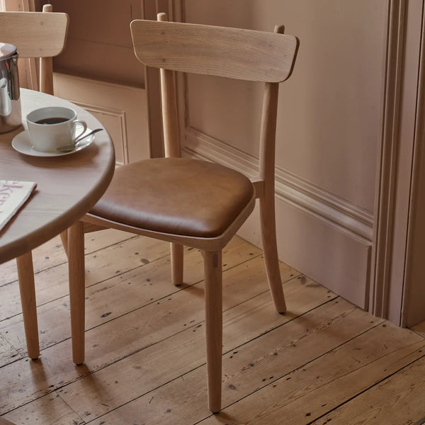 Renewed Stirling Oak Dining Chair, Tan Leather