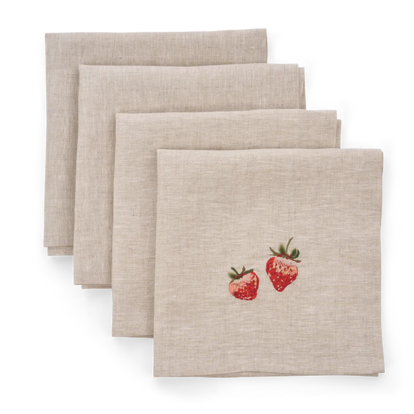 Neptune Accessories_Tabletop_Table linens default Strawberry Linen Embroidered Napkins - Set of 4