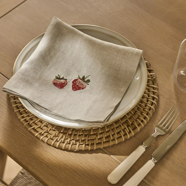 Neptune Accessories_Tabletop_Table linens default Strawberry Linen Embroidered Napkins - Set of 4