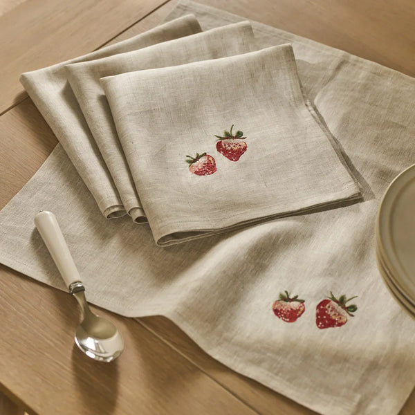 Neptune Accessories_Tabletop_Table linens default Strawberry Linen Embroidered Napkins - Set of 4