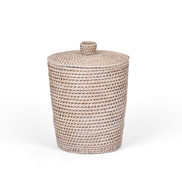Tiverton Round Rattan Lidded Bin