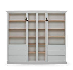 Neptune Fitted Storage 0 paint service / 2450mm / with 6 Drawers & Brompton Antique Brass Lights Pembroke Fitted Storage