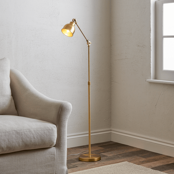 Brompton Reading Floor Lamp, Antique Brass – Neptune