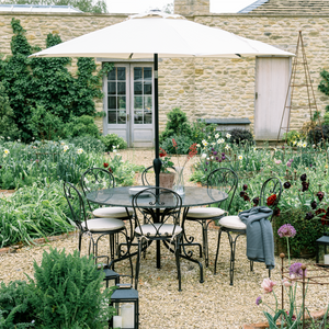 Neptune Garden Sets Black & Granite with Parasol Boscombe Garden Set, 6 Seater