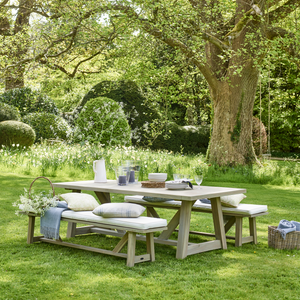 Dining Bench Set Wooden Garden Bench Table HAPPYGRILL Outdoor