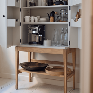 Ardingly Cabinet with Marble Base & Oak Stretcher Shelf