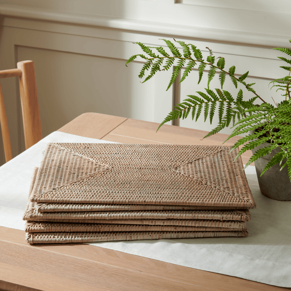 Neptune Tabletop Accessories Ashcroft Rattan Rectangular Placemats, Set of 6